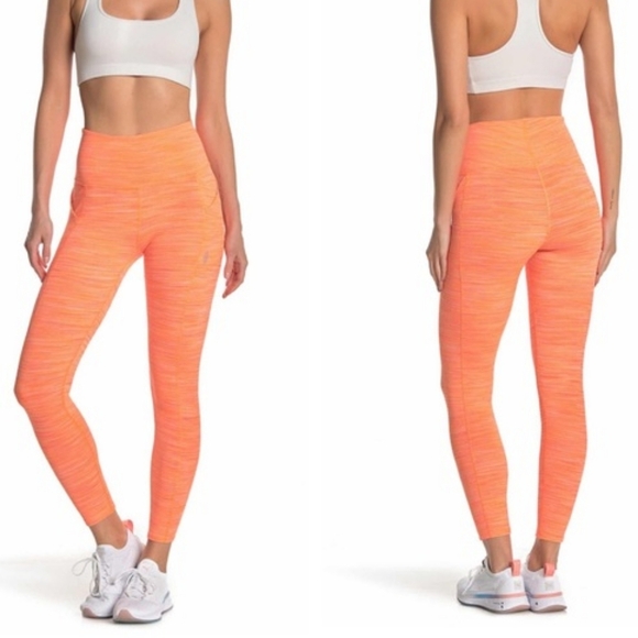 Free People Movement Roll Out Leggings Heathered Neon Mango 7/8 Size Small - Picture 3 of 10